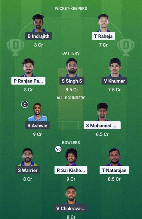 TNPL 2025 - ITT vs DD: Dream11 Team